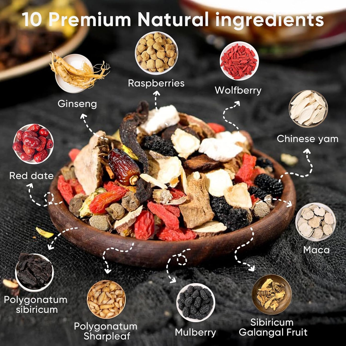 Six Treasure Organic Tea - 10 Precious Ingredients Formula
